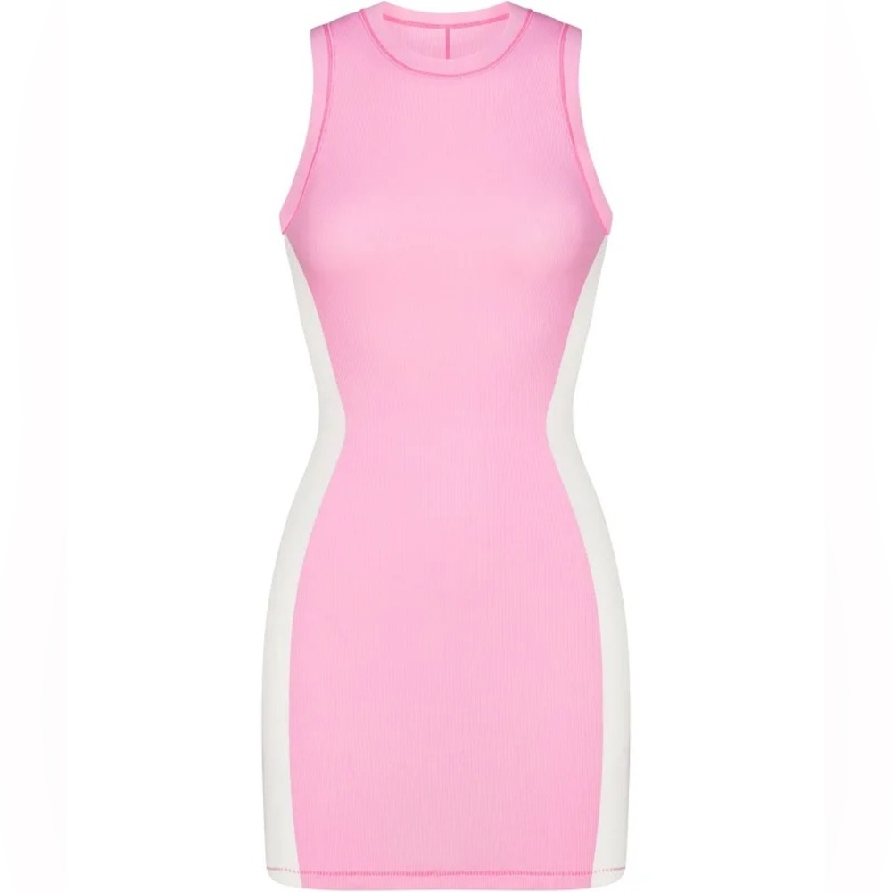 New SKIMS Cotton Rib Tank Dress- bubblegum / marble